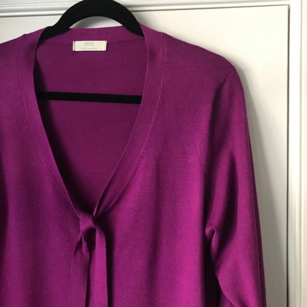 💗 NEW M&S Berry Soft Knit Tie Neck Sweater 16 - Picture 6 of 9